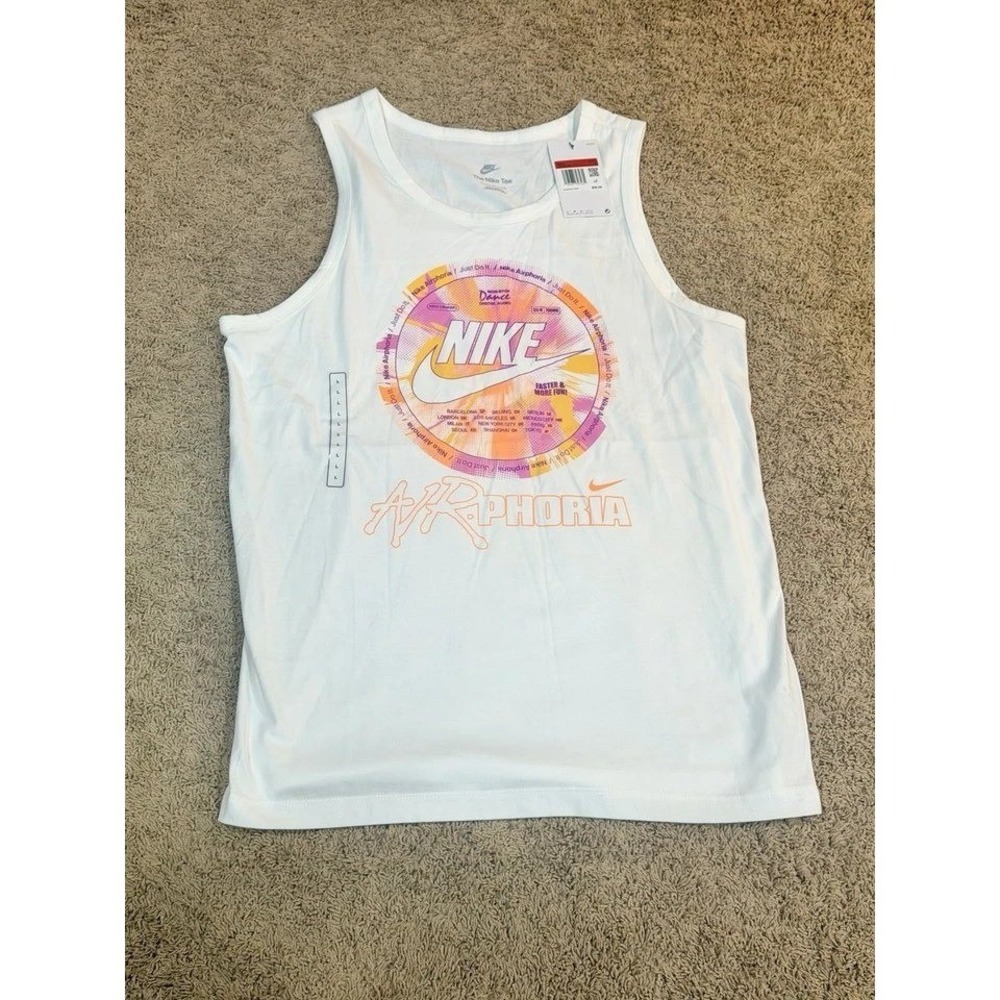 Nike Airphoria Mens White Graphic Tank Top Just Do It Digital Audio